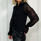 Lynda Embroidered Button Down Shirt - Black