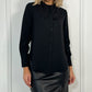 Bella Satin Shirt With Stones Collar - Black