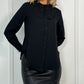 Bella Satin Shirt With Stones Collar - Black