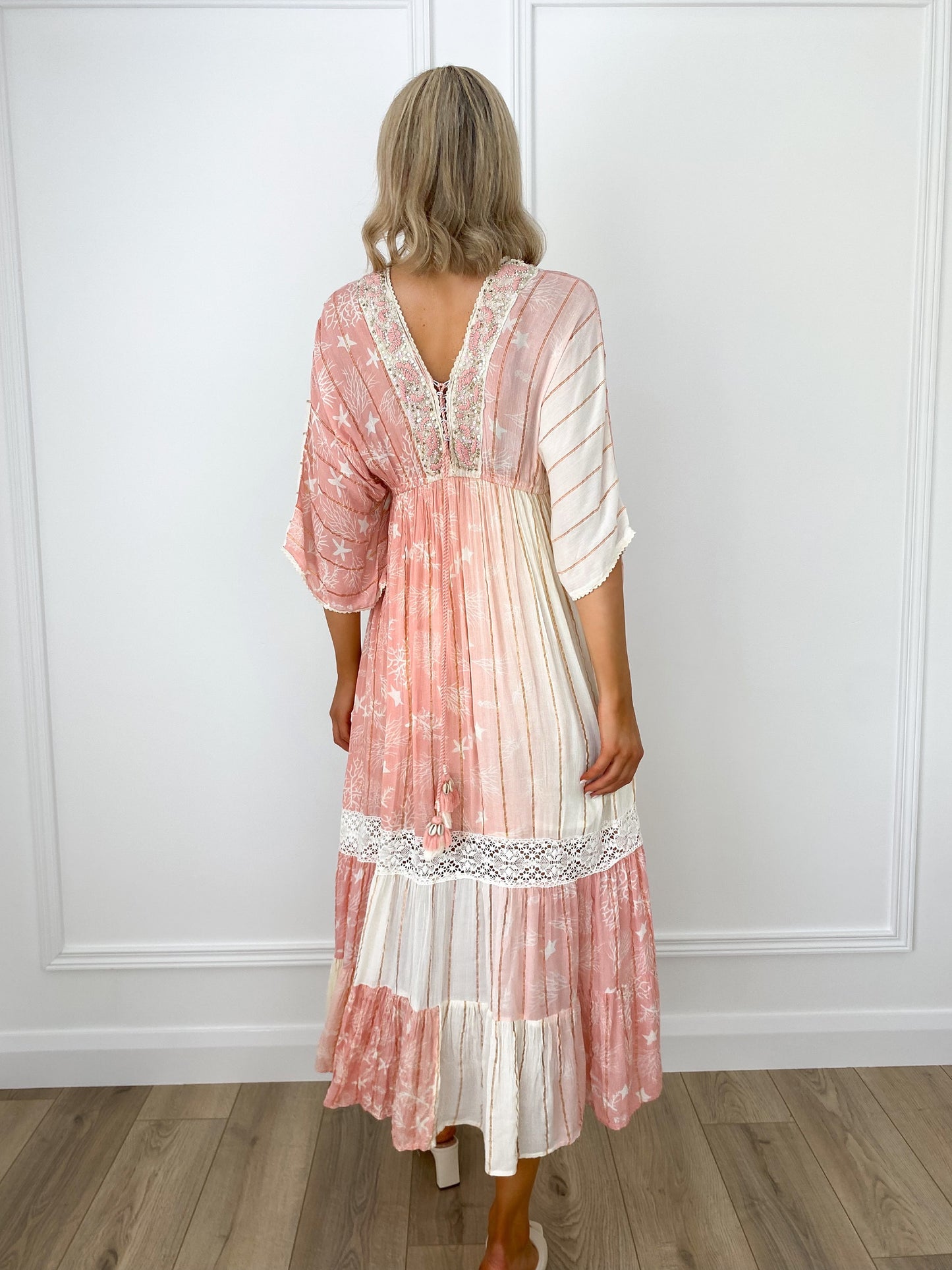 Julie Boho Printed Maxi Dress - Pink