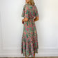 Claire Boho printed Dress - Green and Pink
