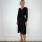Helen Pattern Midi Dress - Black