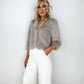 Julie Faux Fur Crop Coat with Pearls Details - Grey