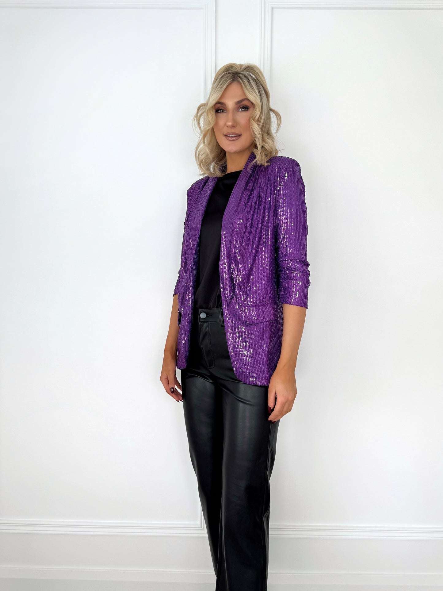 Nadia Sequin Blazer - Purple