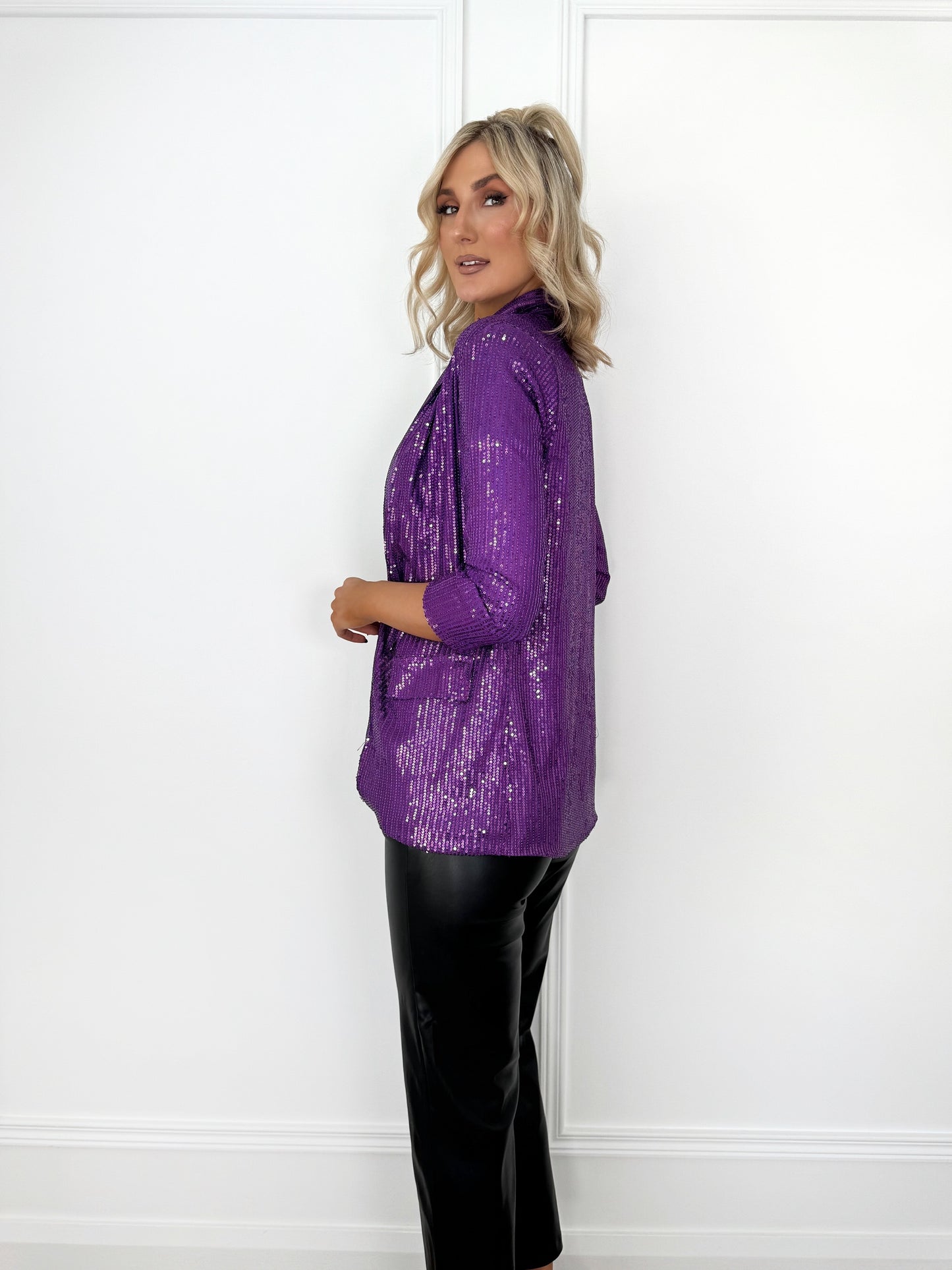 Nadia Sequin Blazer - Purple