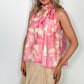 Pauline Floral Necklace Top - Pink