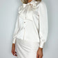 Norah Satin Shirt with Bow Tie - Light Beige