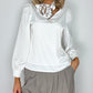 Jenny Satin White Blouse with Polka Dot Bow Tie and Pearls Details