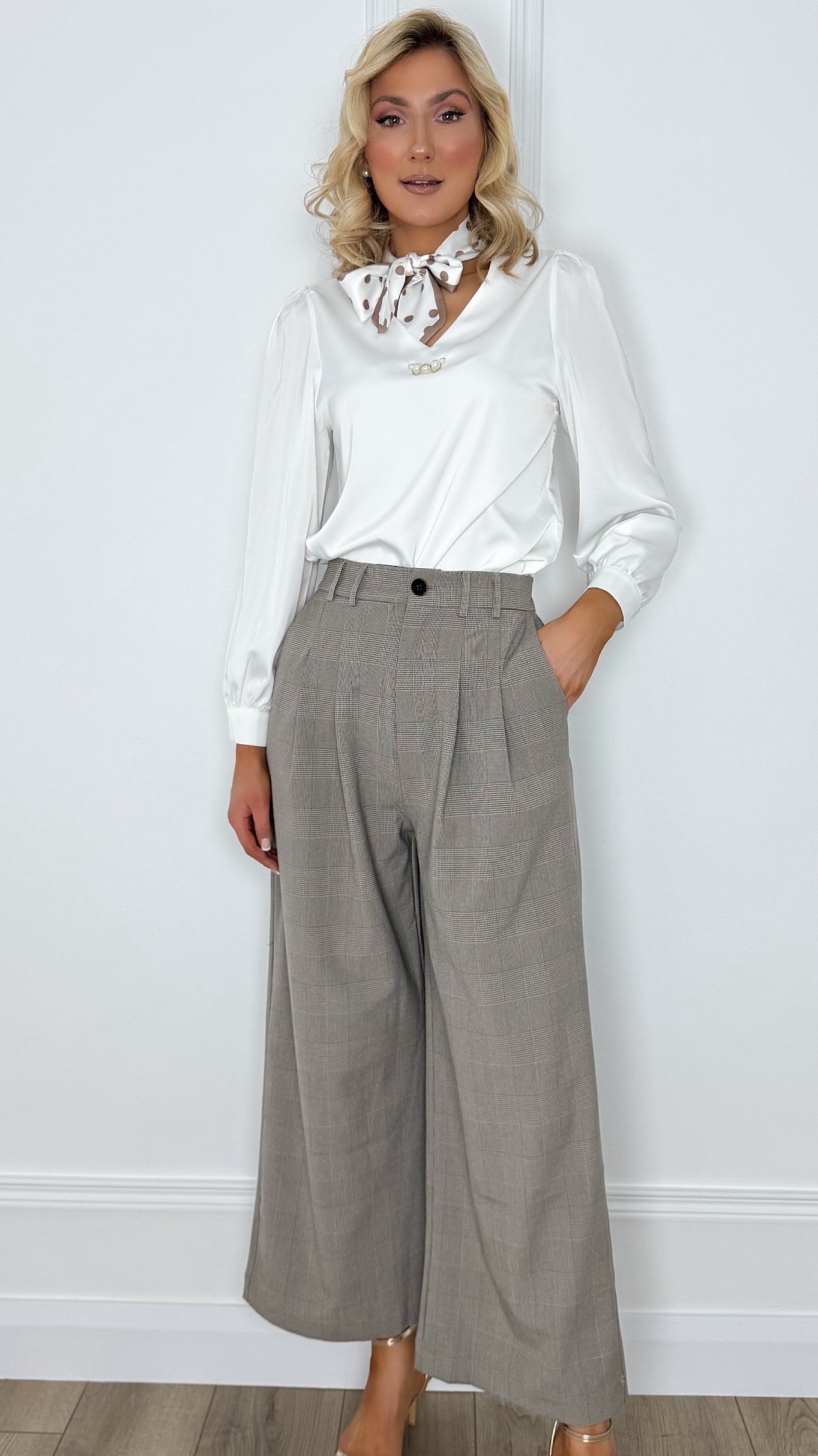 Bia Check Tailored Wide Trousers
