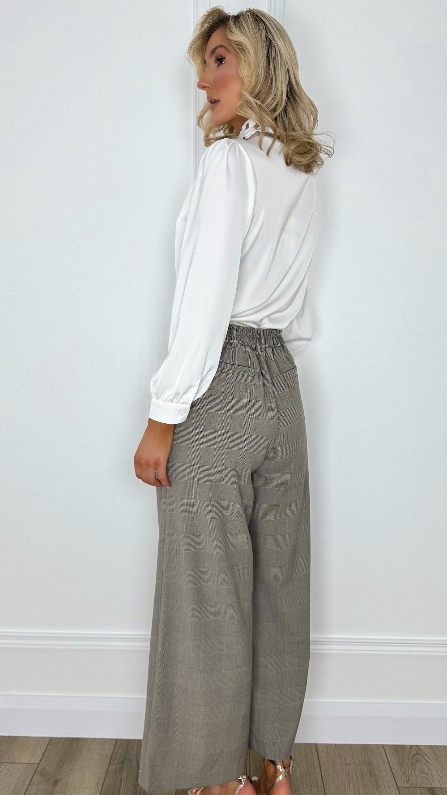 Bia Check Tailored Wide Trousers