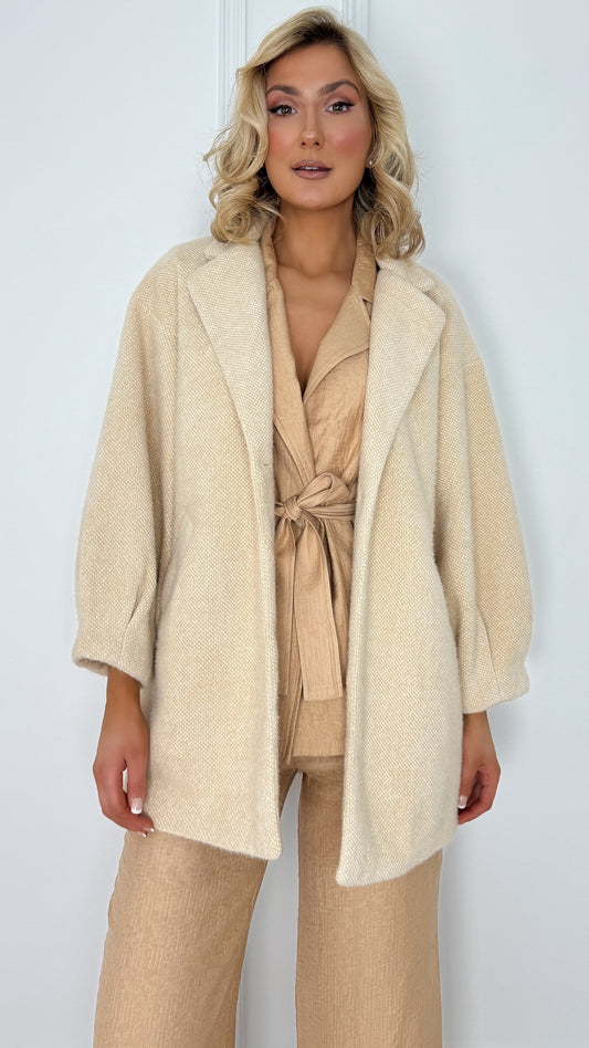 Tina Single Button Beige Coat