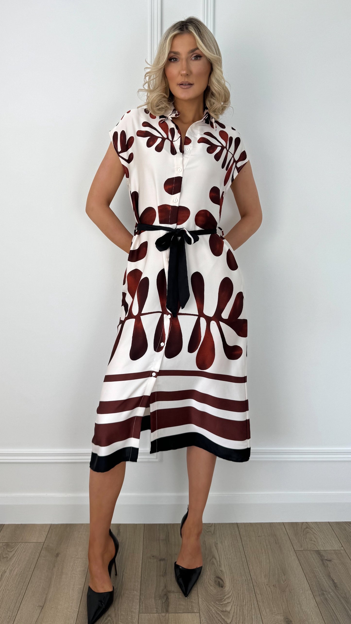 Bella Printed Shirt Dress with Belt