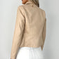 Siobhan Crop Faux Leather Jacket - Cream