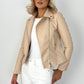 Siobhan Crop Faux Leather Jacket - Cream