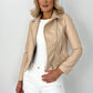 Siobhan Crop Faux Leather Jacket - Cream