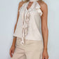 Suzan High Neck and Ruffle Detailed Top - Beige