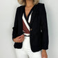 Sonya Single Breasted Blazer with Gold Button - Black