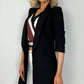 Annie  Longline Blazer with Ruched Sleeves - Black