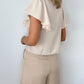 Leona Ruffle Short Sleeve Shirt - Beige