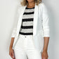 Sinead Slim Open Blazer with Ruched Sleeves - White