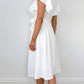 Ruffle Short Sleeve Shirt Dress - White