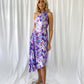 Margaret One Shoulder Draped Floral Dress - Purple and Blue