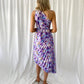 Margaret One Shoulder Draped Floral Dress - Purple and Blue