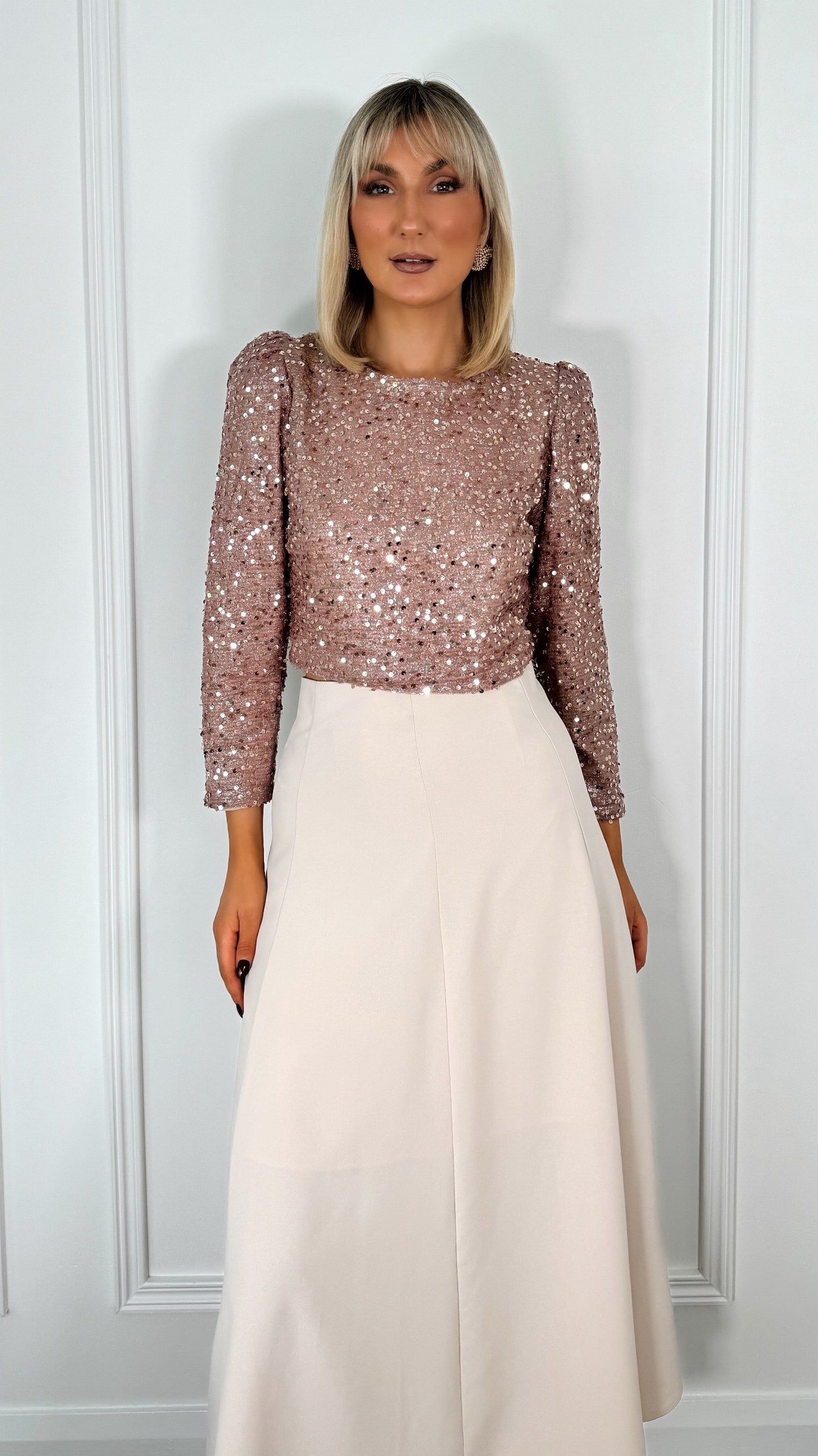 Louise Sequin Crop Top - Rose Gold