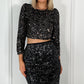 Louise Sequin Crop Top - Black