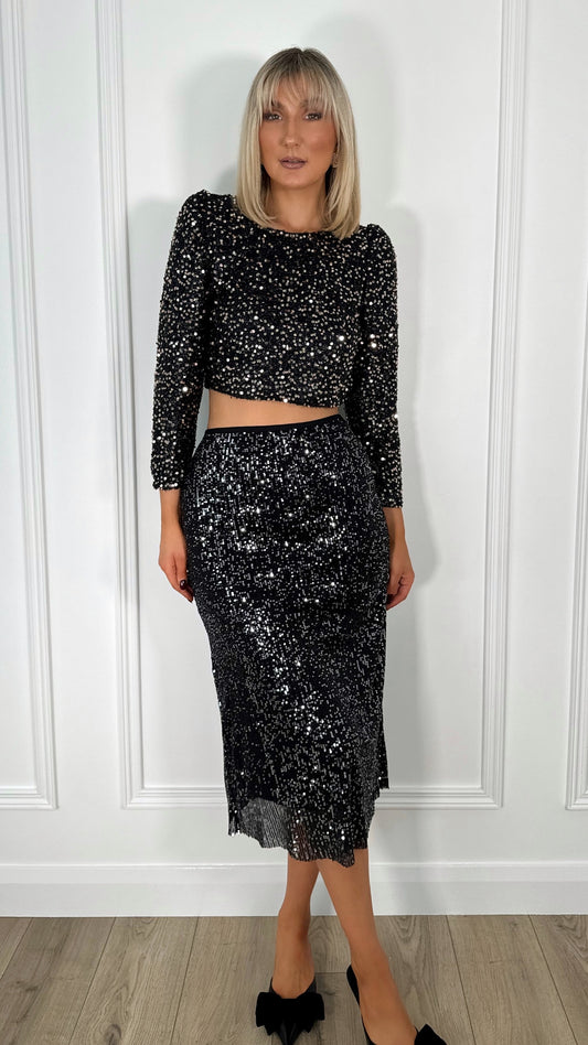 Lorna Black Sequin Skirt