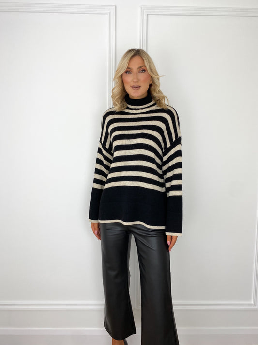 Kelly Striped Jumper with High Neck