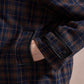 Bella Check Bomber Jacket with Faux Fur Lapel - Navy