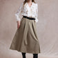 Ciara Flared Belted Midi Skirt - Light Khaki