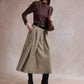 Ciara Flared Belted Midi Skirt - Light Khaki