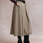 Ciara Flared Belted Midi Skirt - Light Khaki
