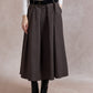Ciara Flared Belted Midi Skirt - Chocolate Brown
