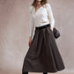 Ciara Flared Belted Midi Skirt - Chocolate Brown