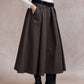 Ciara Flared Belted Midi Skirt - Chocolate Brown