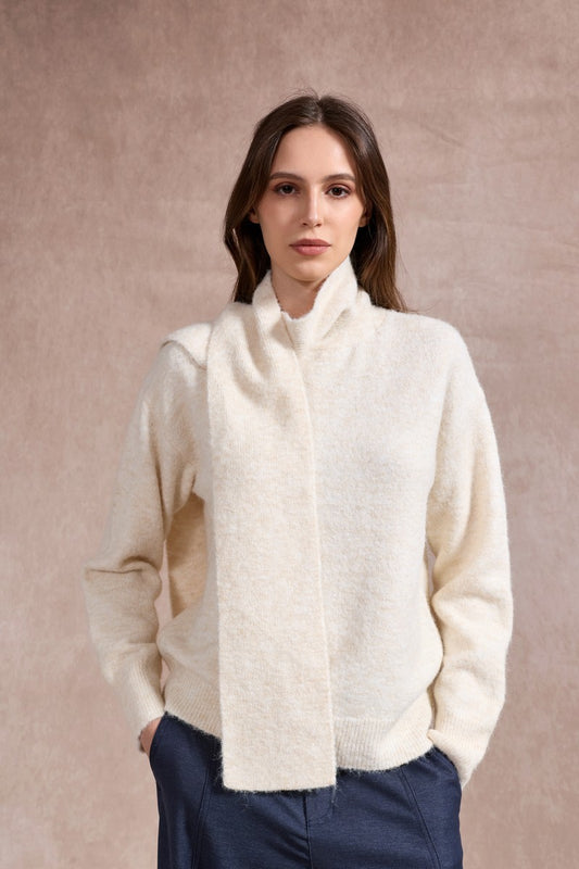 Sharon Knitted Scarf Jumper - Beige