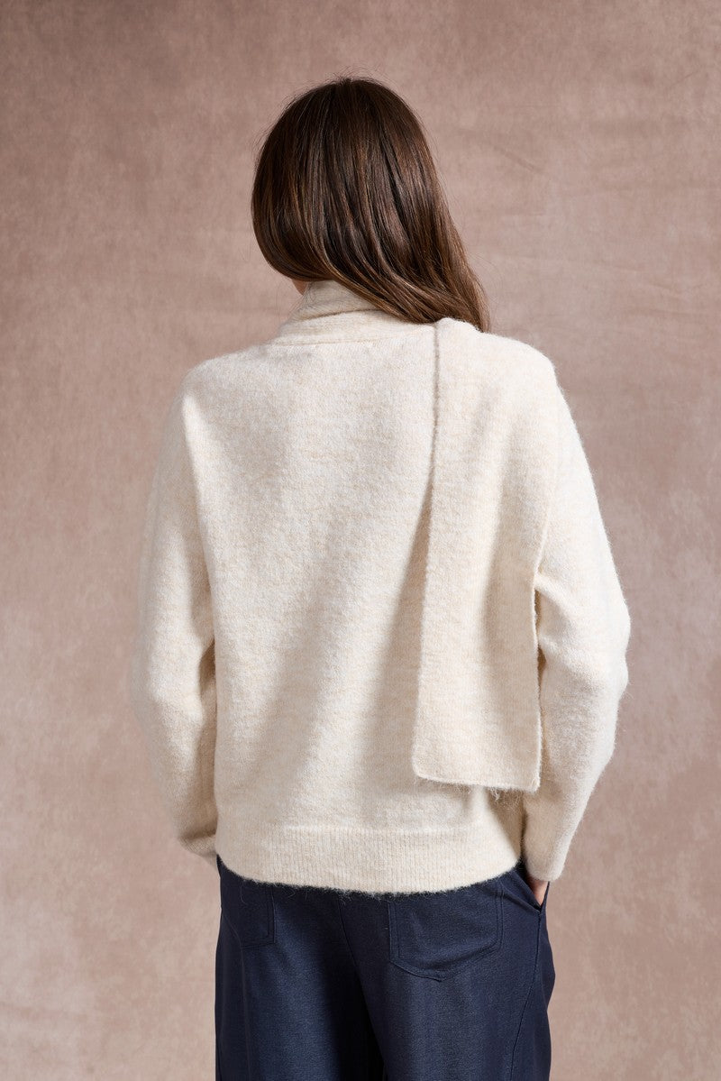 Sharon Knitted Scarf Jumper - Beige
