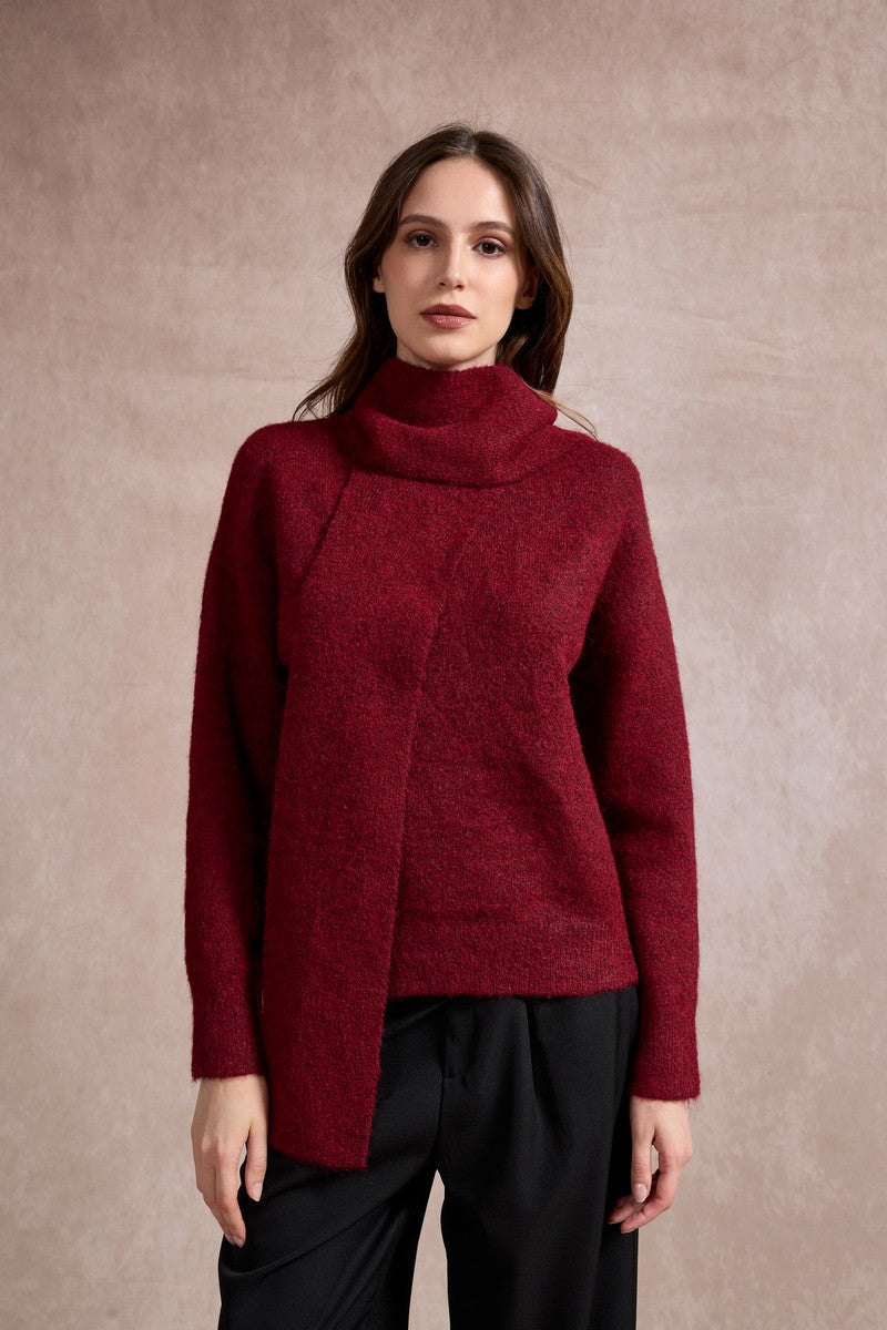 Sharon Knitted Scarf Jumper - Red