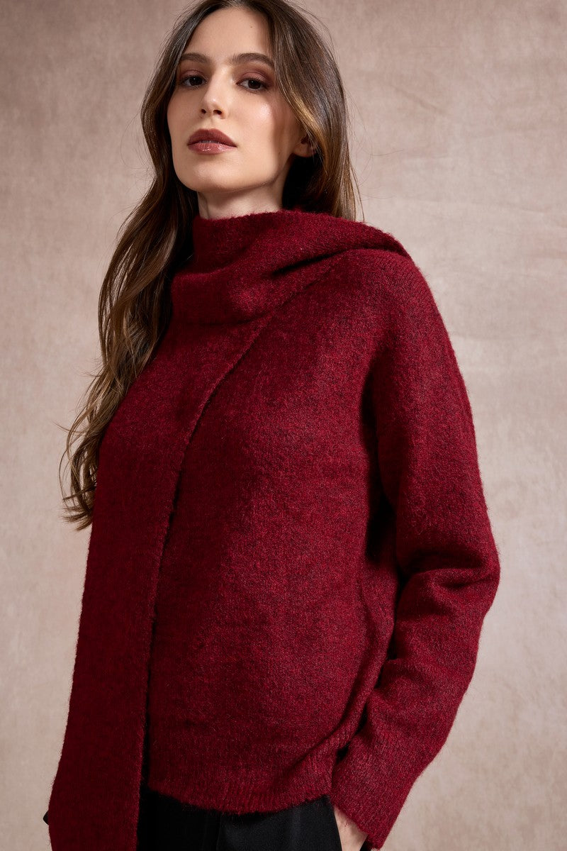 Sharon Knitted Scarf Jumper - Red