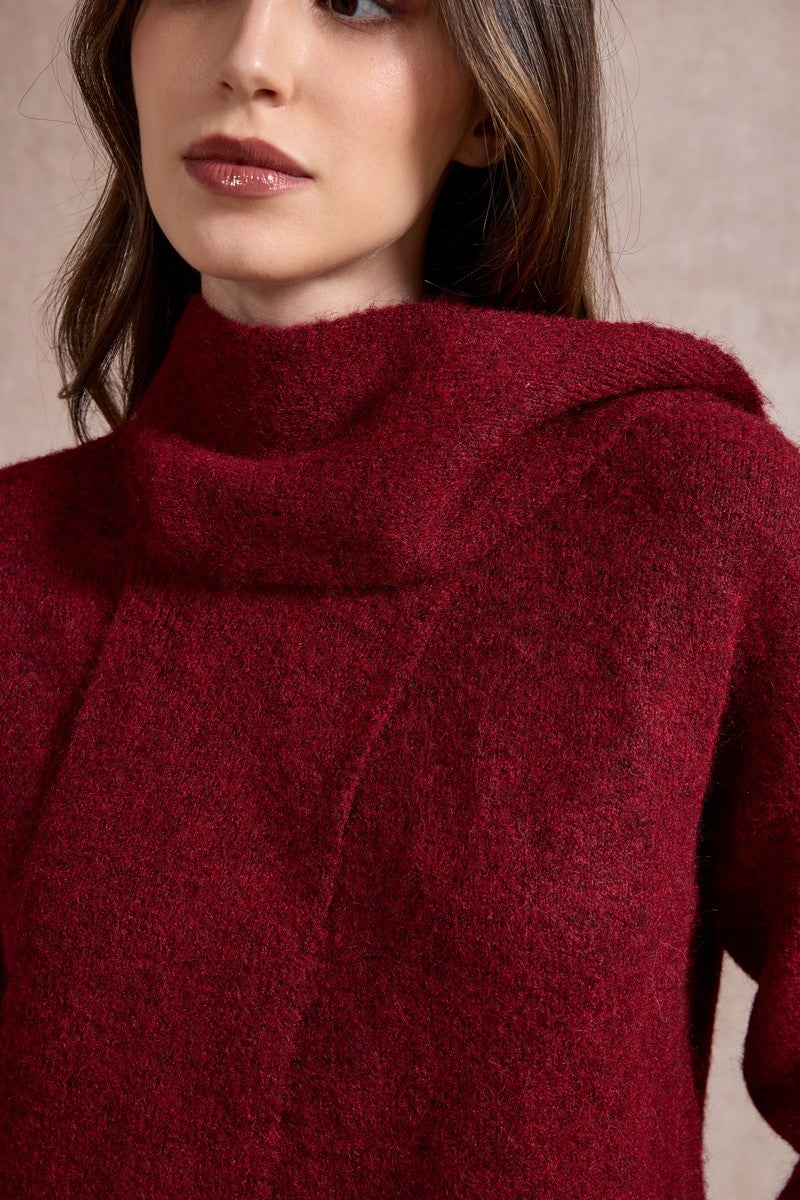 Sharon Knitted Scarf Jumper - Red