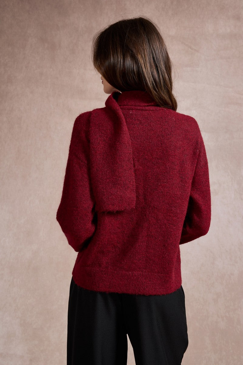 Sharon Knitted Scarf Jumper - Red