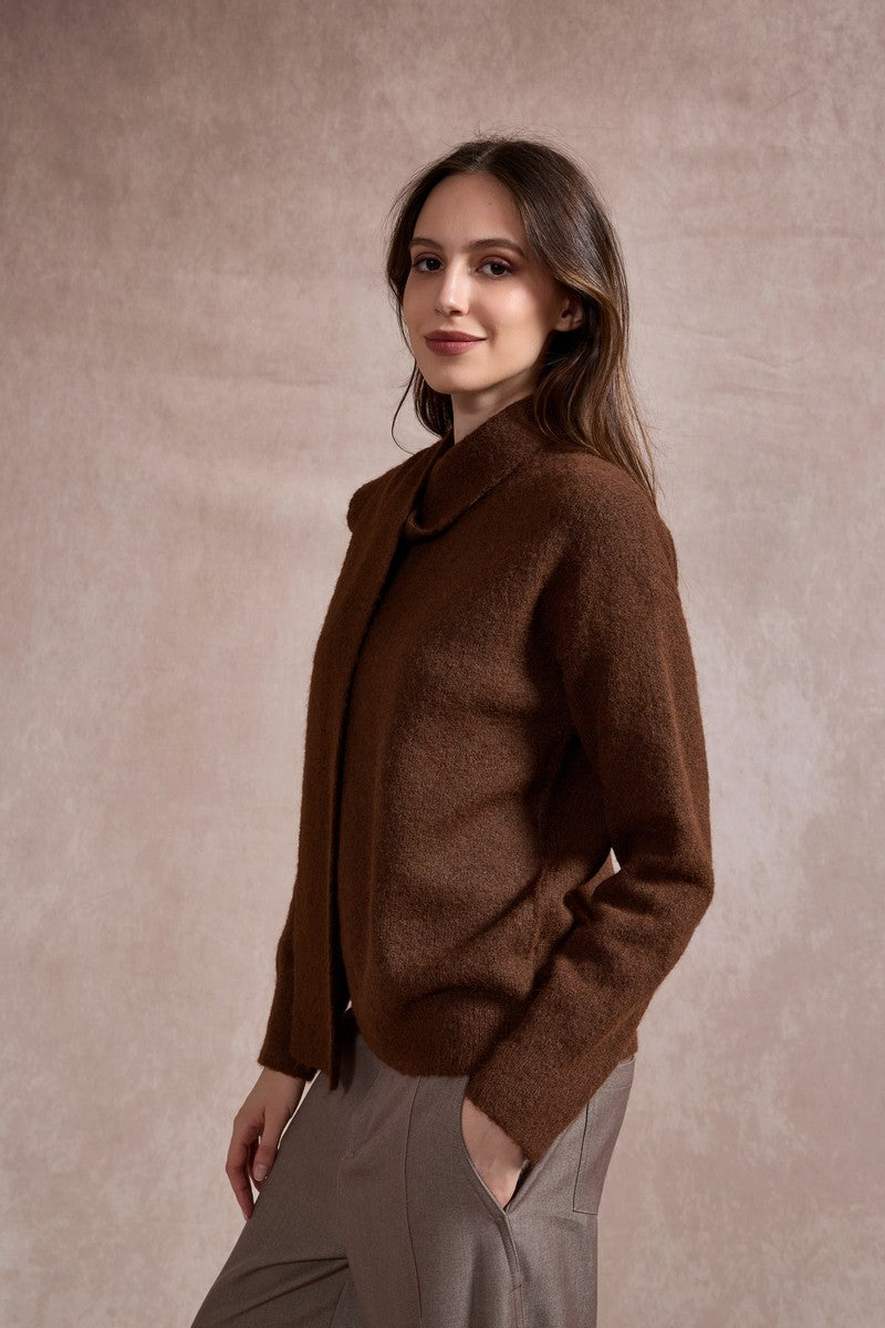 Sharon Knitted Scarf Jumper - Chocolate