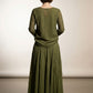 Claire Maxi Flared Skirt - Khaki
