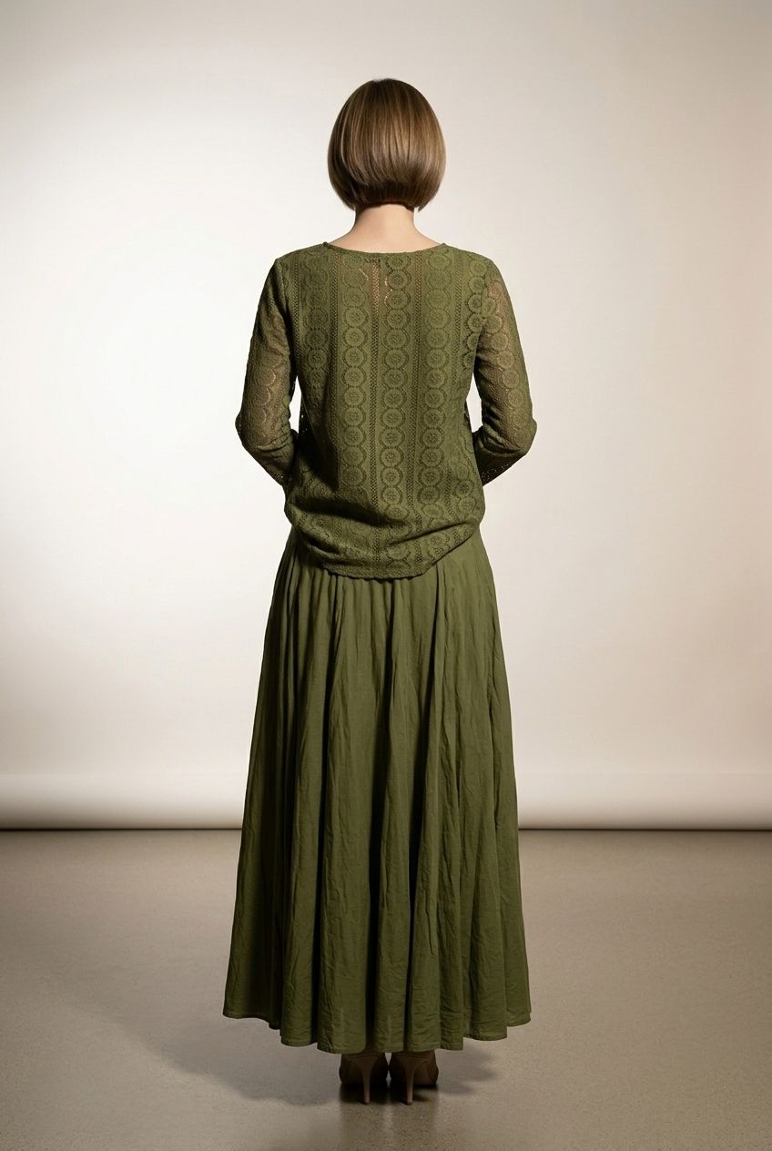 Claire Maxi Flared Skirt - Khaki
