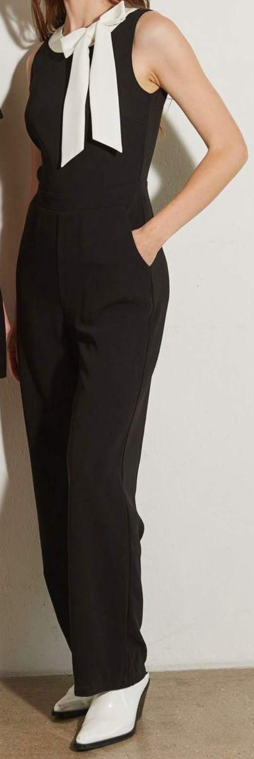 Julie white Bowknot Jumpsuit - Black