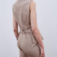 Norma Button Up Waistcoat - Taupe