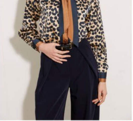 Silvia Tailored Belted Trousers - Navy